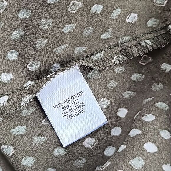 Croft & Barrow -1517 Olive White Speckled Split V-Neck Chest Pockets Blouse S - Picture 5 of 7